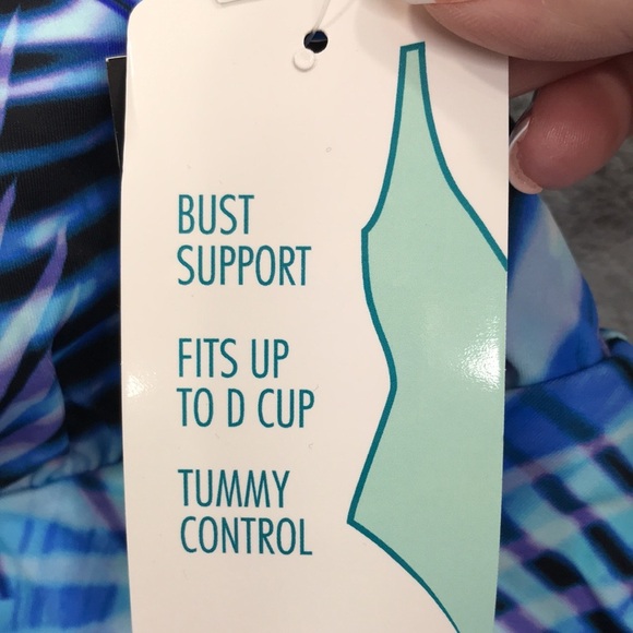 Swim Solutions Women's Printed Tiered  Tummy-Control Swim Dress 18 New - Picture 6 of 10